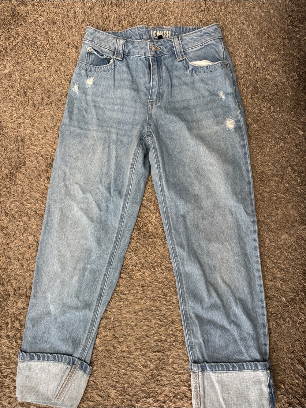 Rewash Light Blue Boyfriend Jeans with Cuffed Hem